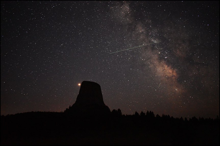 Devils Tower and the Perseid meteor shower